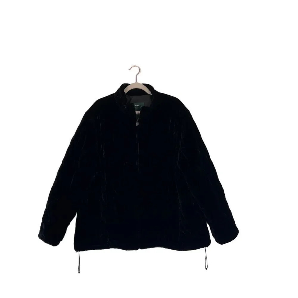Lauren Ralph Lauren Vintage Black Velvet Jacket Large Rayon Silk Dark Academia